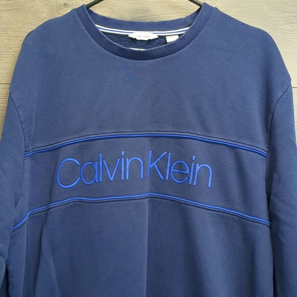 Calvin Klein Navy Blue Crewneck Fleece Sweater Men's XXL - Picture 2 of 8